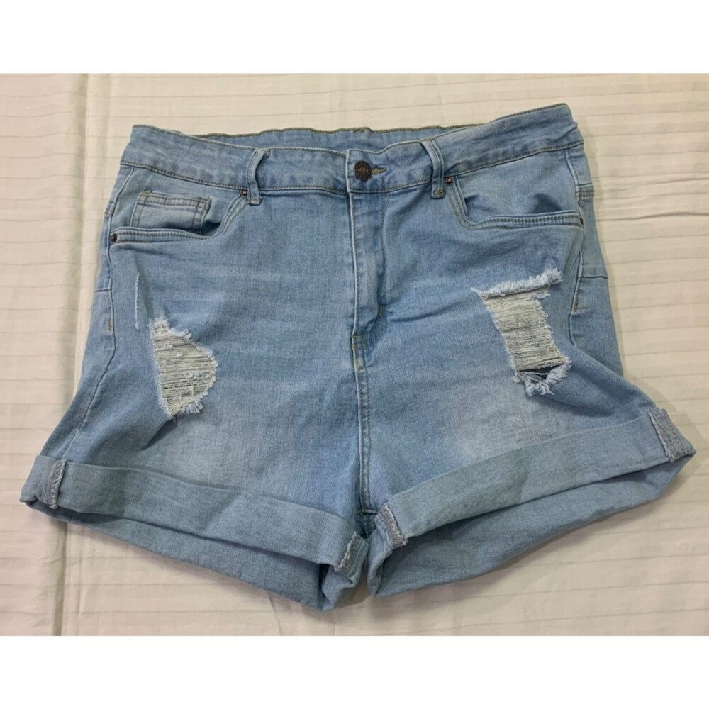 WOMENS JEANS DISTRESSED SHORTS SIZE JUNIORS XL